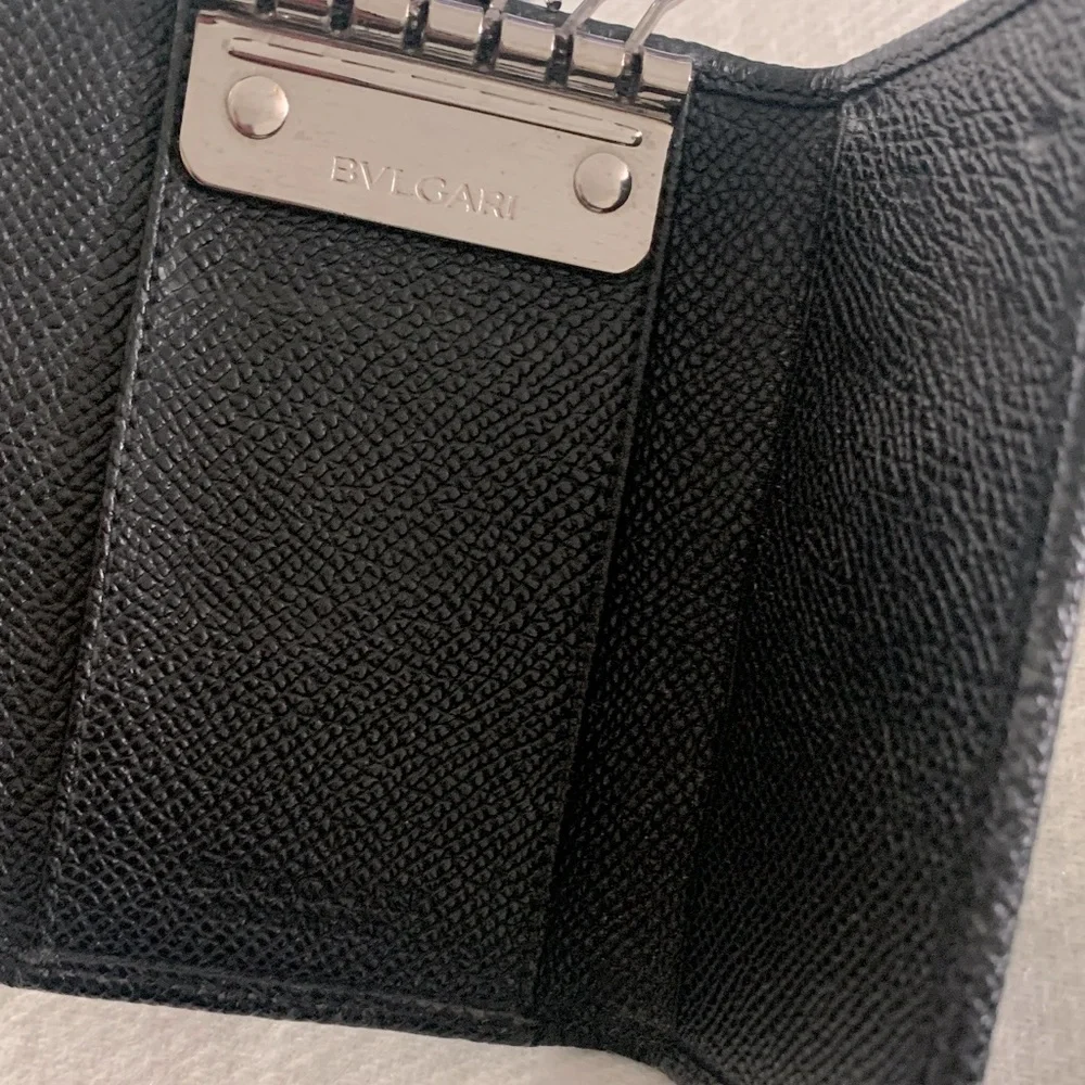 BVLGARI Key Holder Black Textured Leather